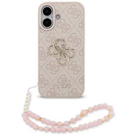 Kryt na mobil Guess PU 4G Metal Logo Strap na Apple iPhone 17 ružový

