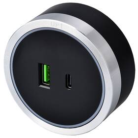 Zásuvkový modul Viking USB, USB-C čierny/strieborný


