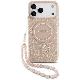 Kryt na mobil Guess IML Flowers Allover Strap MagSafe na Apple iPhone 17 Pro Max ružový

