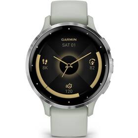 Inteligentné hodinky Garmin Venu 3S - Silver / Sage Gray Silicone Band 

