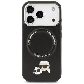 Kryt na mobil Karl Lagerfeld PU Karl and Choupette Heads Pins MagSafe na Apple iPhone 17 Pro Max čierny


