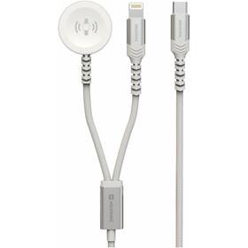 Nabíjací kábel Swissten 2v1 pro Apple Watch USB-C/Lightning 1,2 m biely

