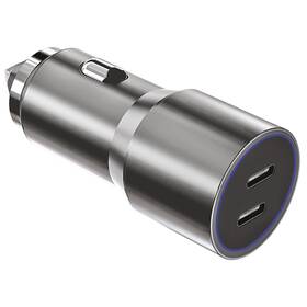 Adaptér do auta WG 2x USB-C PD 60W strieborný

