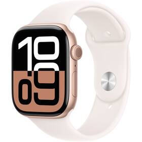 Inteligentné hodinky Apple GPS 42mm ružovo zlatý hliník - svetlo rumenný športový remienok - S/M 
