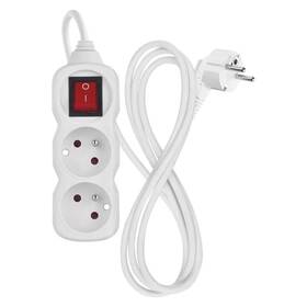 Kábel predlžovací EMOS 2 x zásuvka, vypínač, 1,4 m biely

