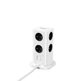 Rozbočovacia zásuvka Cubenest PowerCube 8xAC, PD 65W, 2xC,1xA, 3m kabel sivá/biela

