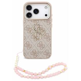 Kryt na mobil Guess PU 4G Metal Logo Strap na Apple iPhone 18 Pro ružový

