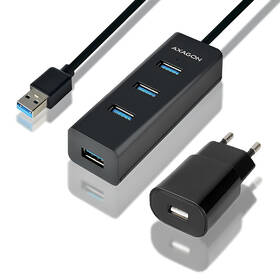 USB Hub Axagon USB / 4 USB 3.0, adaptér, 1,2 m čierny

