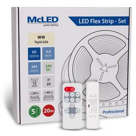 LED pásik McLED s ovládáním Nano - sada 20 m - Professional, 60 LED/m, WW, 384 lm/m, vodič 3 m 

