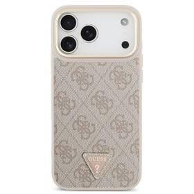 Kryt na mobil Guess 4G Strass Triangle Logo Gold Frame MagSafe na Apple iPhone 18 Pro ružový


