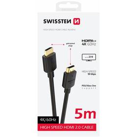 Kábel Swissten 75501114 HDMI 2.0 4K 5 m čierny

