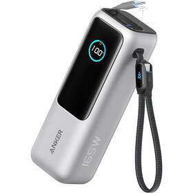 Powerbank Anker 165W Built-In USB-C and Retractable Cable 25000 mAh strieborný

