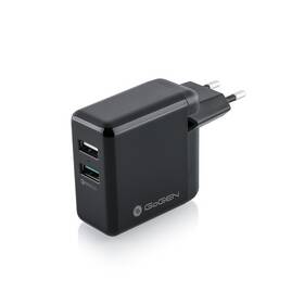 Nabíjačka do siete GoGEN ACHQ 203, 2x USB, 2,4A s funkciou rýchlonabíjania QC 3.0 čierna

