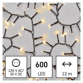 Vianočné osvetlenie EMOS 600 LED reťaz - ježko, 12 m, vonkajšia aj vnútorná, teplá biela, časovač 

