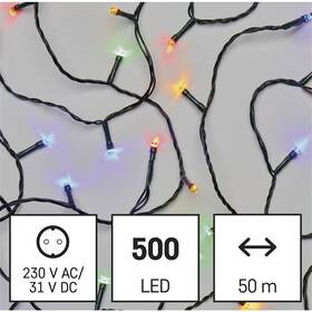 LED reťaz EMOS 500LED reťaz, 50 m, vonkajšie aj vnútorné, multicolor, programy, časovač 

