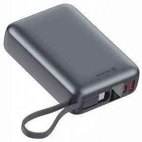 Powerbank Swissten s integrovaným káblom USB-C, 45W 20000 mAh strieborný

