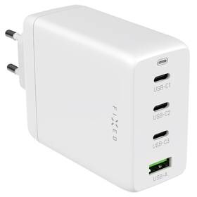 Nabíjačka do siete FIXED GaN 1x USB, 3x USB-C PD, 100W biela

