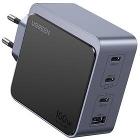 Nabíjačka do siete UGREEN Nexode S 100W 3xUSB-C, 1xUSB-A, GaN sivá

