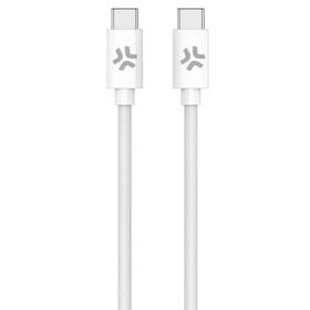 Kábel Celly USB-C/USB-C, opletený (bavlnený), 60 W, 1,5 m biely

