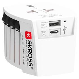Cestovný adaptér SKROSS MUV USB, USB A+C, univerzálny pre 150 krajín 

