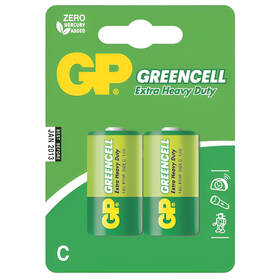 Batéria zinkochloridová GP Greencell C, R14, blister 2ks 

