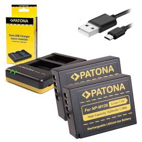 Nabíjačka PATONA Dual Quick pre Fuji NP-W126 + 2x batéria 1020mAh USB 

