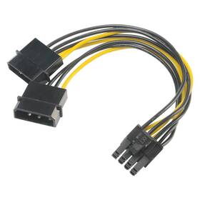 Adaptér AKASA 2x 4P Molex male na 6+2P PCIe female čierny

