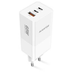 Nabíjačka do siete Aligator GaN, PD 65W, 2xUSB-C + USB biela

