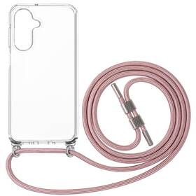 Kryt na mobil FIXED Pure Neck s ružovou šnúrkou na krk na Samsung Galaxy A26 5G priehľadný

