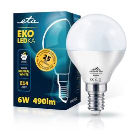 LED žiarovka ETA EKO LEDka mini globe 6W, E14, neutrálna biela 

