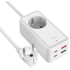 Kábel predlžovací FIXED Charging Strip 2x USB-C a 2x USB, GaN III, PD 65W, 3 m biely

