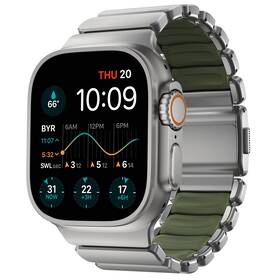 Remienok NOMAD Stratos FKM na Apple Watch 45/46/49mm, titanový strieborný/zelený

