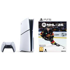 Set výrobkov Sony Herní konzole Sony PlayStation 5 (typ modelu - slim) - bílá + Hra EA PlayStation 5 NHL 25 
