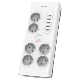 Prepäťová ochrana Philips 6x zásuvka, 4xUSB, 1x USB-C, 2m biela

