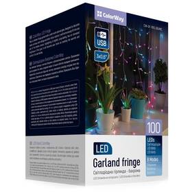 Vianočné osvetlenie ColorWay vnútorné, 100 LED, 3× 0,6m, IP20, USB, viacfarebné 

