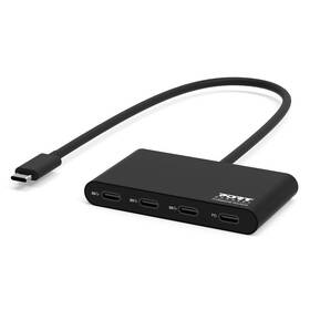 USB Hub PORT CONNECT USB-C, 3x USB-C 3.1 + 1x USB-C 100W PD čierny

