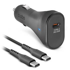Adaptér do auta SBS USB-C 25W BLK 

