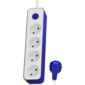 Kábel predlžovací Philips 4x zásuvka, s vypínačom, 1,5 m biely/modrý


