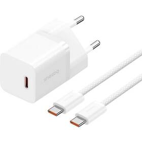 Nabíjačka do siete Baseus GaN5 30W USB-C 100W, USB-C kabel 1 m biela

