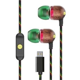 Slúchadlá Marley Smile Jamaica, slúchadlá do uší USB-C s mikrofónom, Rasta čierna/zelená

