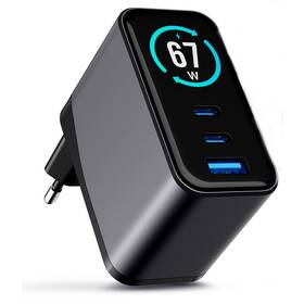Nabíjačka do siete 3mk InCharge Lumin PD 67W QC4+ PPS AFC FCP SCP 1A2C TFT Display čierna

