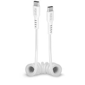 Kábel SBS USB-C/USB-C spirálový, 25W, 1 m biely

