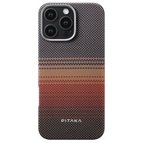 Kryt na mobil Pitaka Tactile Woven Sunset na Apple iPhone 16 Pro Max čierny/oranžový

