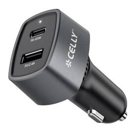 Adaptér do auta Celly USB-C/USB-A, 65 W čierny

