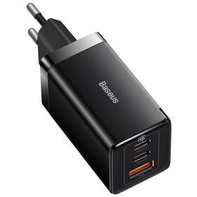 Nabíjačka do siete Baseus GaN5 Pro, 2x USB-C, USB-A, 65W + USB-C kábel 1m čierna

