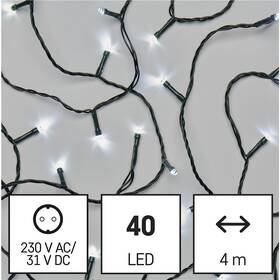 LED reťaz EMOS 40LED reťaz, 4 m, vonkajšia aj vnútorná, studená biela, programy, časovač 


