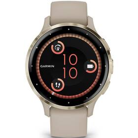 Inteligentné hodinky Garmin Venu 3S - Cream Gold / French Gray Silicone Band 

