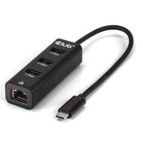 Dokovacia stanica Club3D USB-C 3.2/3xUSB-A 3.2/RJ45 1Gbps čierna

