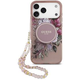 Kryt na mobil Guess IML Flowers Strap MagSafe na Apple iPhone 17 Pro Max ružový

