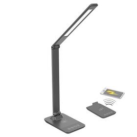 Stolná lampa Solight stmievateľná, 10W, bezdrôtové nabíjanie telefónu sivá farba
